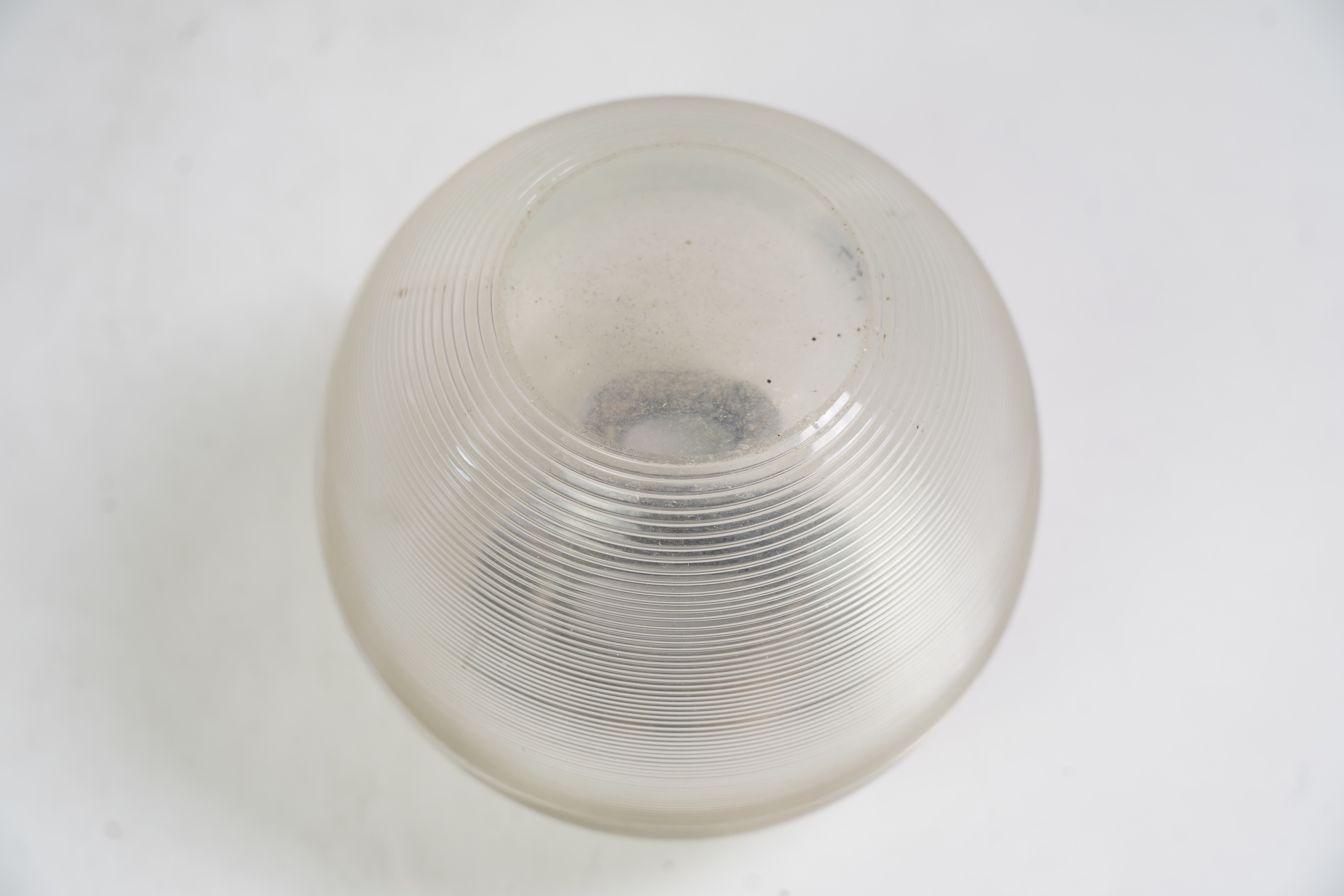 A large George V silver mounted ribbed glass match strike, by John Grinsell & Sons